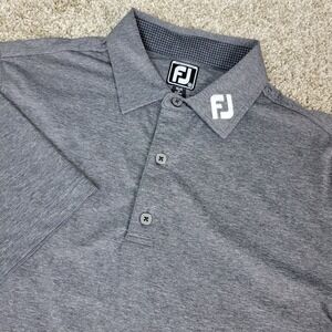 FootJoy Athletic Fit Mens Medium Solid Gray Performance Stretch Golf Polo SS